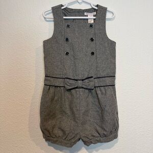 Janie And Jack Gray Shimmer 46% Wool Classic Preppy Romper Toddler Girl Size 4